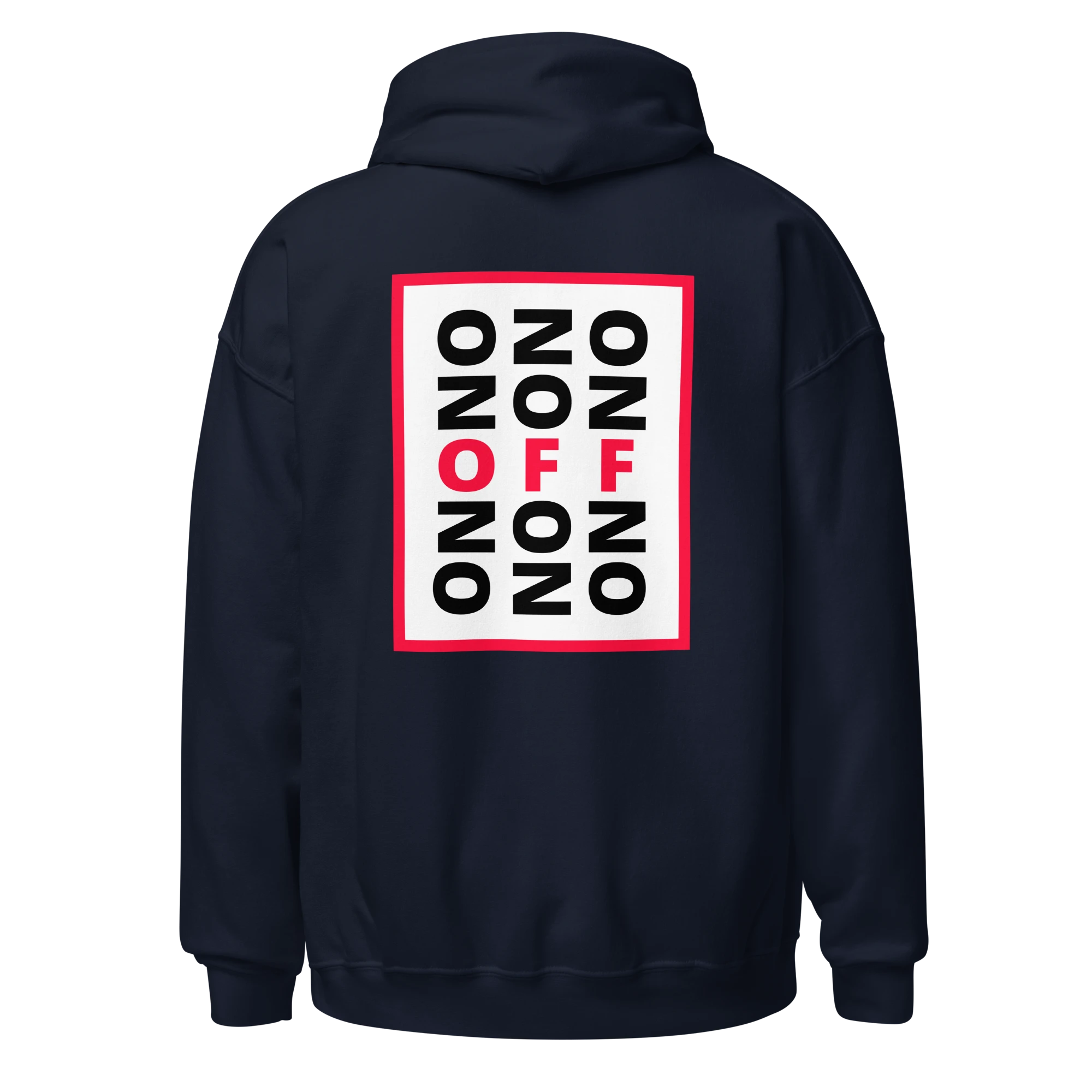 LE SOBOL ON OFF hoodie in navy with back CODE print