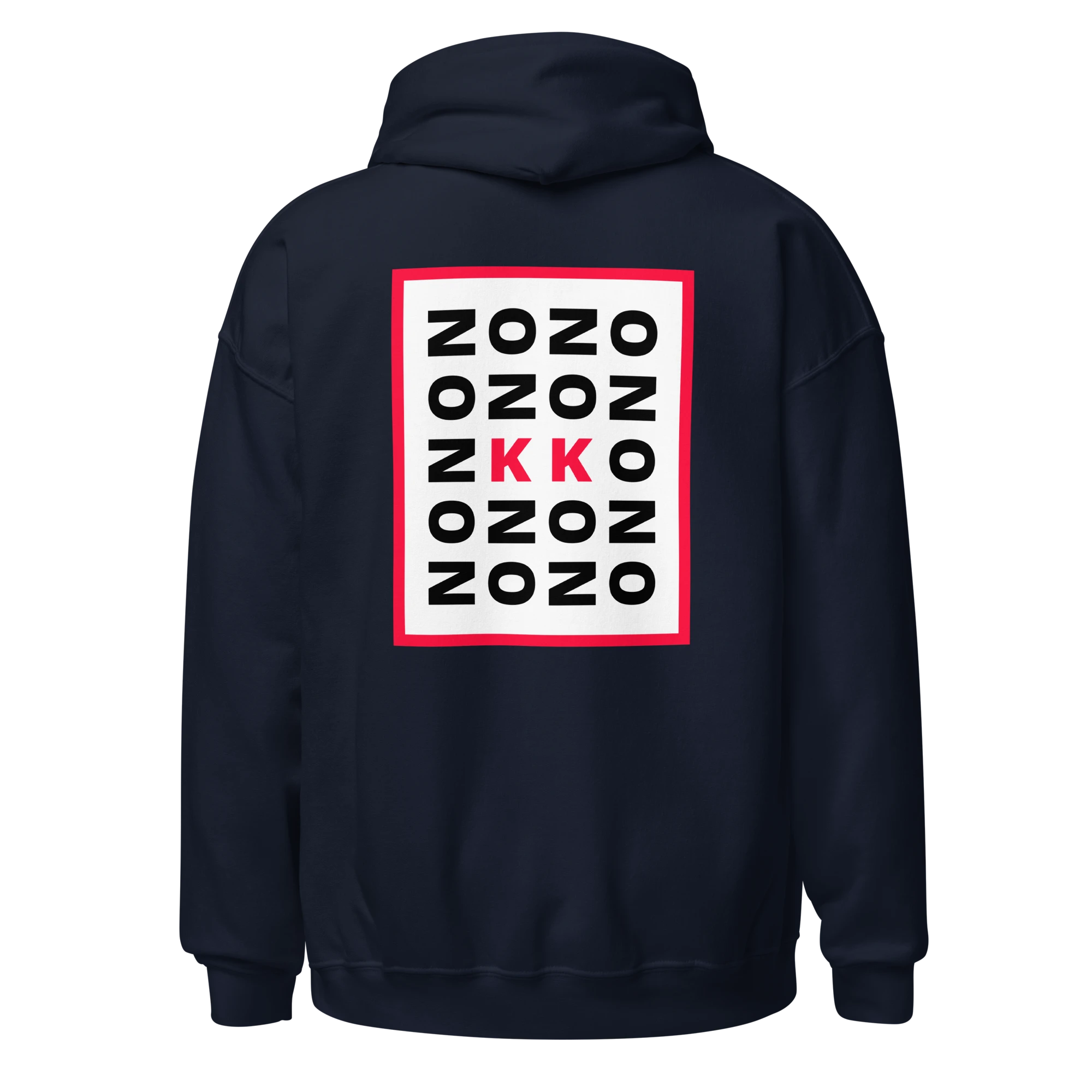 LE SOBOL NO KK hoodie in navy with back CODE print 