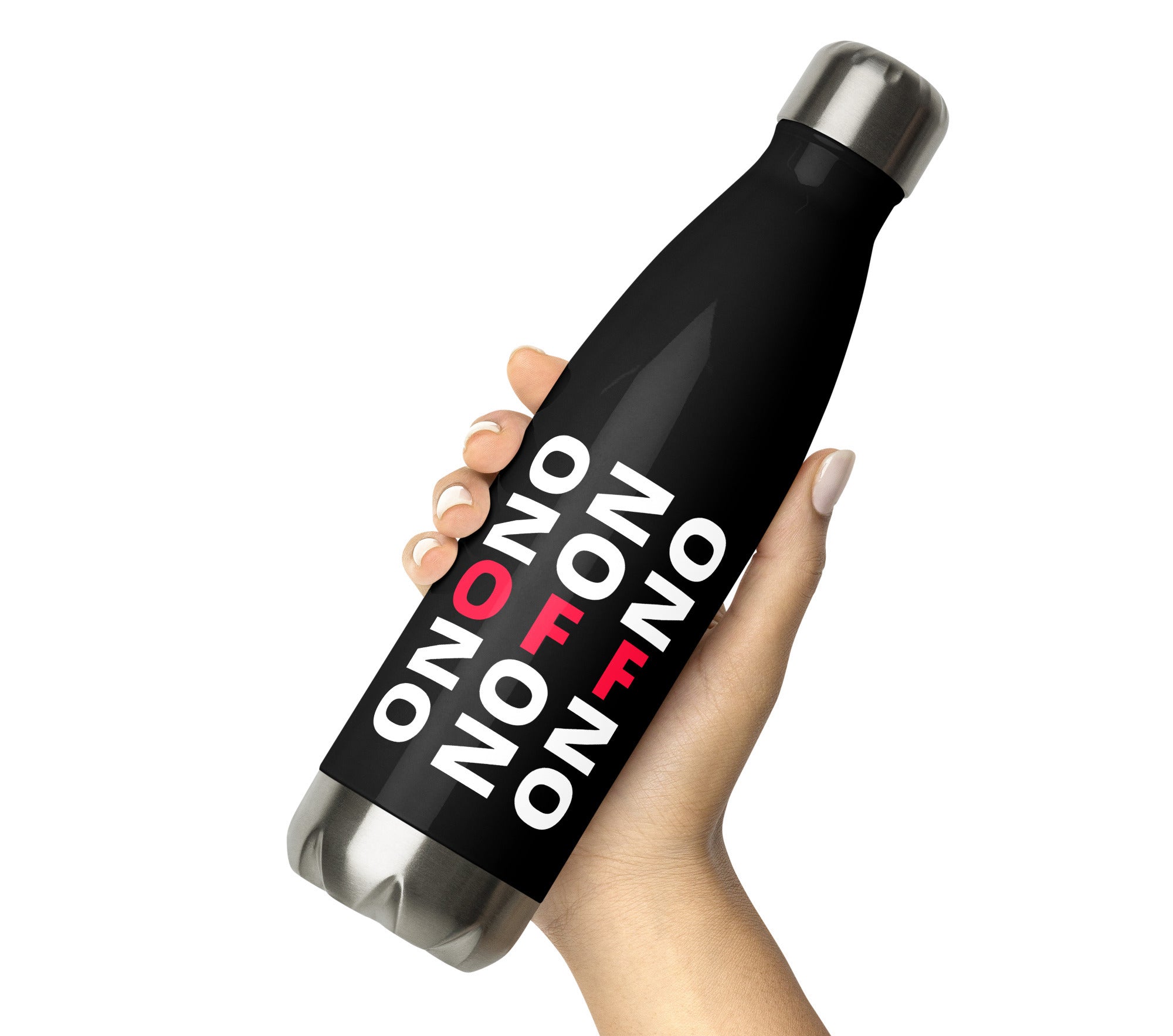 LE SOBOL ON OFF Dark Form Bottle in a woman's hand