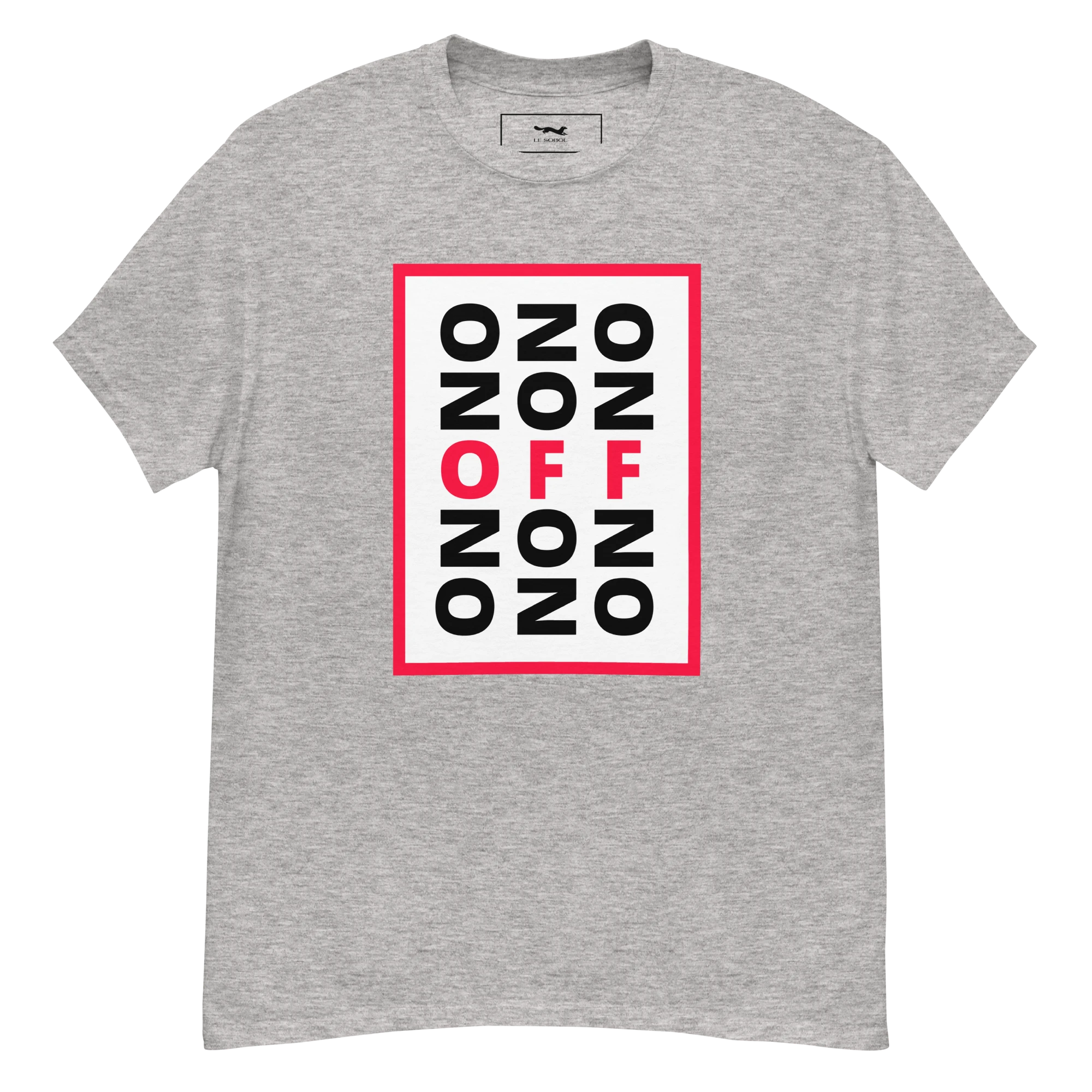 LE SOBOL ON OFF T-Shirt in carbon grey with front print 
