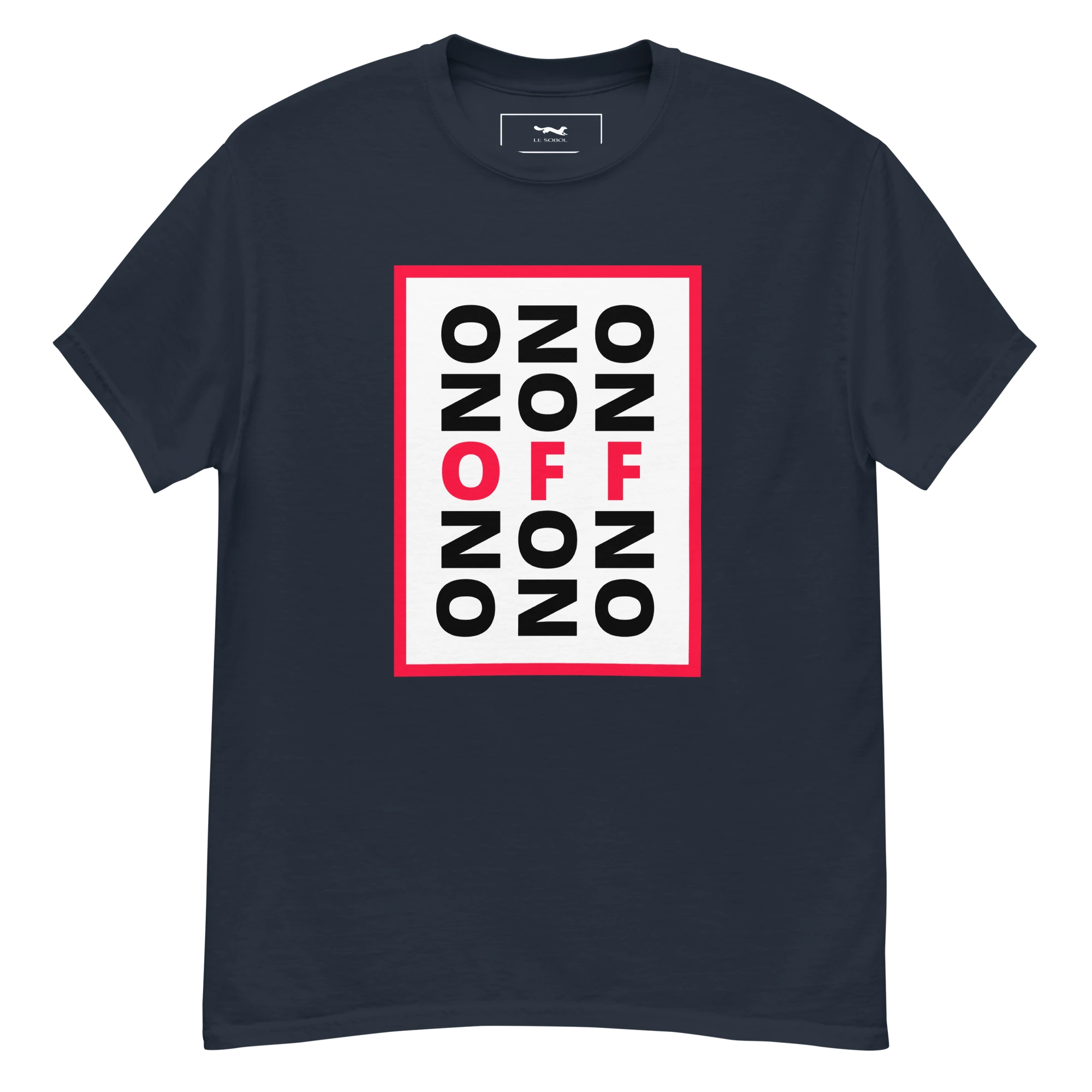 LE SOBOL ON OFF T-Shirt in navy with front print 